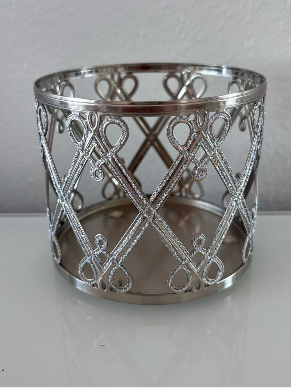 New Bath and Body Works Silver & Glitter 3-Wick Candle Holder NWT